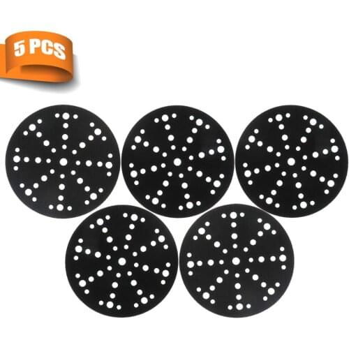 5 PCS 6 Inch 48-Hole Hook and Loop Black Interface Pad Protection Disc for Sander Polishing & Grinding - Hook and Loop