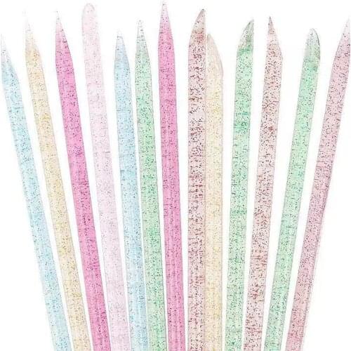 50Pcs/Bag Nail Art Crystal Cuticle Pusher 7 Colors Double End Stick Remove Regrowth Pedicure Reusable Manicures Tools Set LM#92