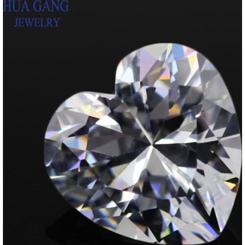 5A White Cubic Zirconia Heart Shape Brilliant Cut Loose CZ Stone Synthetic Gems Beads For Jewelry Size 2x2-20x20mm Free Shipping