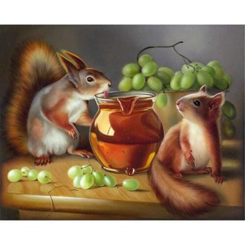 5d diy Full Round Diamond Mosaic,Full Square Diamond Embroidery Squirrel,Diamond Painting Cross Stitch Animals,Decor gift