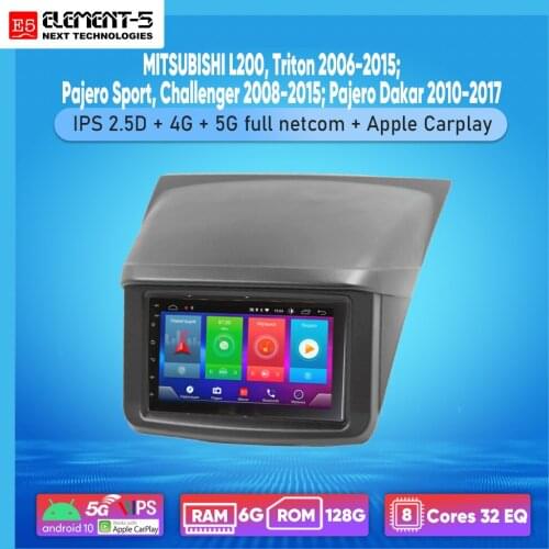 ELEMENT-5 7" 6G+128G Android 10 4G 5G WIFI RDS DSP Car Radio For MITSUBISHI L200,Triton;Pajero Sport, Navigation GPS HiFi