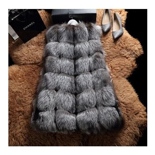 Free shipping 2018 New Women Real Silver Fox Fur Vest Fashion Natural Fox Fur Sleeveless Warm Waistcoat