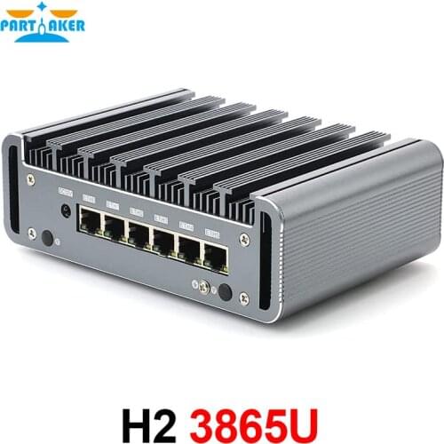Fanless pfSense Intel Celeron 3865U 3867U 3965U Industrial Mini PC 6 Lans 4*USB3.0 Firewall PC Router HD AES-NI