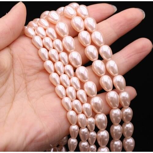 High Quality Natural Shell Beaded Round Water Drop Shape Pink Pearl Shell Loose Bead for Making DIY Jewelry Necklace Bracelet