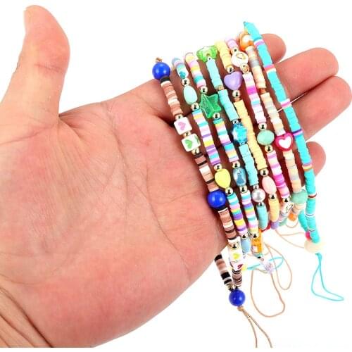 1pcs New Smiley Heart-shaped String Design Mobile Chain Colorful For Women Girls Bangles Bracelet Phone Chain Gifts