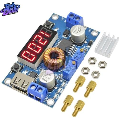5A DC-DC LED Digital Ammeter Voltmeter Constant Current Voltage Step down Board USB Lithum Battery Charger Module Buck Converter