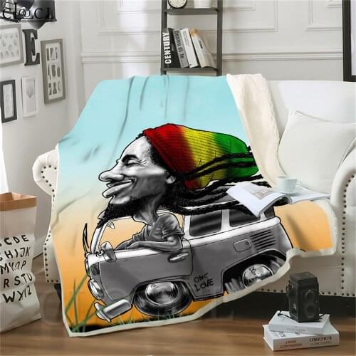 Double Layer Blankets for Beds Bob Marley 3D Plush Thicken Blanket Kids Adult Quilt Home Sofa Bedding Cover Throw Blankets