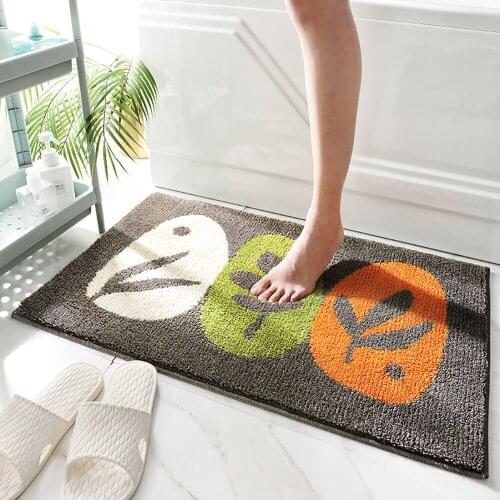 Flocking Simplicity Bath Mat Home Decoration Door Mat Non-slip Absorbent Bathroom Doormat Super Soft Fiber Bath Rug