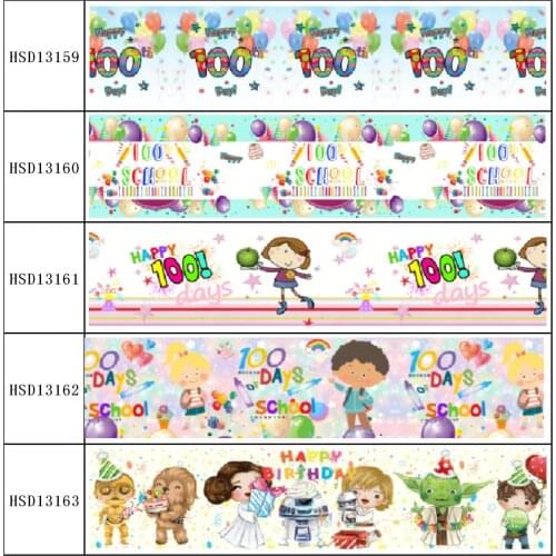 HuangTao 22MM 25MM 38MM 50MM 75mm Printed Pattern on Grosgrain Ribbon for diy ribbon