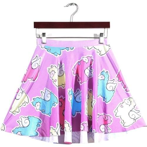 Kawaii Skirt Cute Angel Sheep Print Mini Skirt for Women Summer 2021 Laides Sexy Pleated Jupe Short Rokjes Rokken Falda Tableada