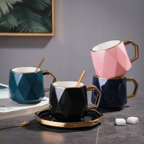 Creative ceramic cups and saucers luxury coffee cups set mugs Phnom Penh tray with spoon coffee cup