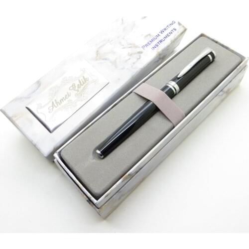 Wings Marble R99 Bright Black Chrome Roller Pen | İsme Special Pen | Gift Pen