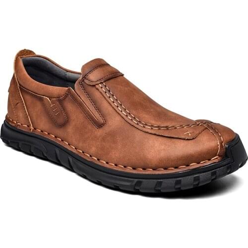 2021 New High Quality Comfortable Mens Leather Shoes Fashion Classic Slip On Leather Loafers Casual Soft Moccasins Big Size 48