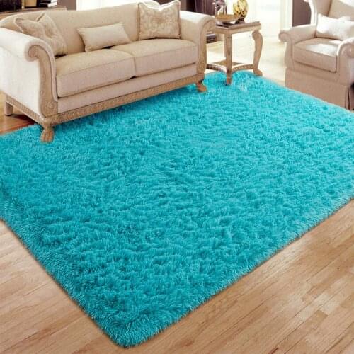 Soft Blue Fluffy Area Rugs Living Room Carpet Shag Furry Fur Rug Solid Accent Floor Carpet Modern Boys Girls Plush Nursery Rugs