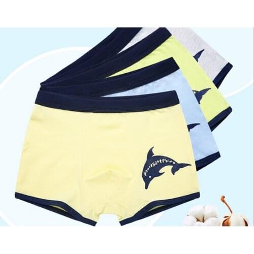 New free shipping high quality boys cotton boxer shorts panties kids Dolphin underwear for 2-16 years old teenager 4pcs/lot