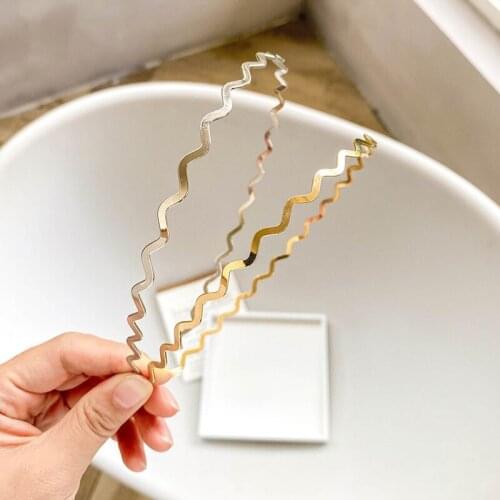 1 PC New Fashion Women Gold Metal Wave Bending Hairbands Geometric Thin Headbands Elegant Headdress For Daily Party