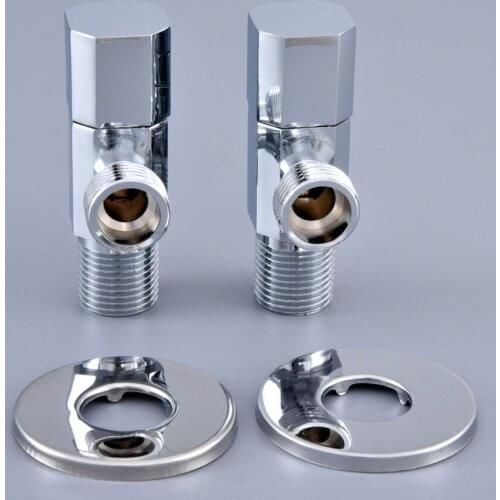 A of Pair Silver Polished Chrome Brass Bathroom Hardware Accessories 1/2" male Angle Stop Valve Dav019