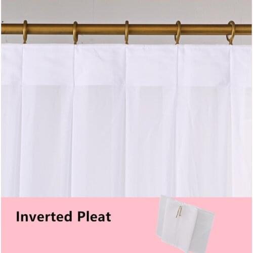 Inverted Pleat Elegant Soft Snow Pure White Chiffon Window Tulle Curtains for Living Room Sheer Veil Voile Bedroom Drapers