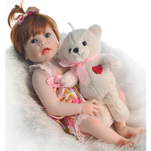 22inch 55cm reborn Full silicone reborn baby doll modeling baby vinyl newborn toddler bathe babies girls toy birthday gifts