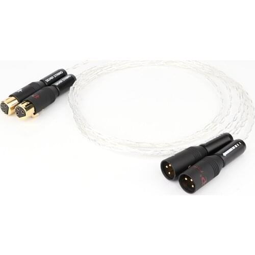 Preffair Pair 3AG Single Crystal Silver Plated XLR Male to Female Leads Balanced Audio Cable for Amplifier CD player