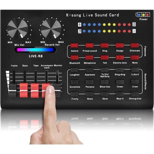 R8 Voice Changer Sound Mixer Board For Live Sound Card Multiple Sound Effects Audio Mixer Singing Equipment