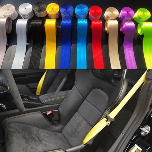 Racing Seat Belt 4.8CM*3.6M Car Webbing Fabric Harness SAFETY STRAP WEBBING Accessories For Audi Golf4 5 6 Ford Focus