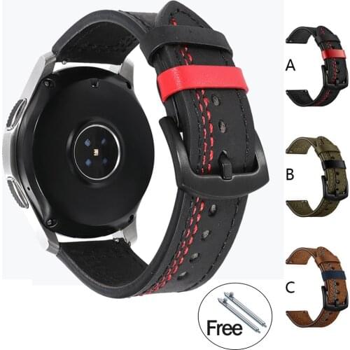 First Layer Cowhide Strap For Amazfit Bip 20MM 22MM Quick Release Genuine Watchband For Samsung Galaxy Watch 42 46mm S3 S2 Sport
