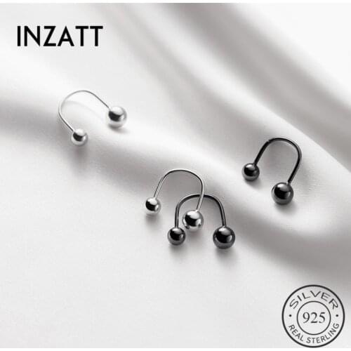 INZATT Real 925 Sterling Silver Bead Thread Hoop Earrings For Fashion Women Party Punk Fine Jewelry Minimalist Accessories