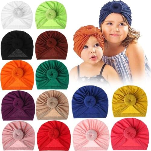 Baby Accessories For Newborn Toddler Kids Baby Girl Boy Turban Cotton Beanie Hat Winter Cap Knot Solid Soft Bonnet Infant Cap