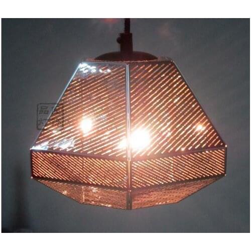 Modern Replica Diamond Stainless Steel Web Etch Pendant Light Polyhedron Shadow Living Dining Room Bar Study Hanging Lighting