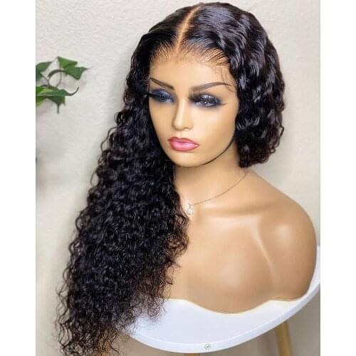 Loose Curly Black Synthetic Wigs for Women Heat Resistant Fiber Hair Long Water Wave Synthetic Lace Front Women Wigs