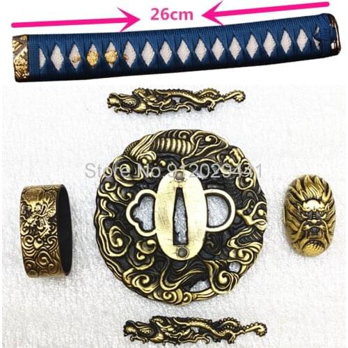 High Quality A Set Copper Guard Fittings Dragon Theme Sword Tsuba+Menuki+Fuchi+Kashira for Katana/Wakizashi Accessory