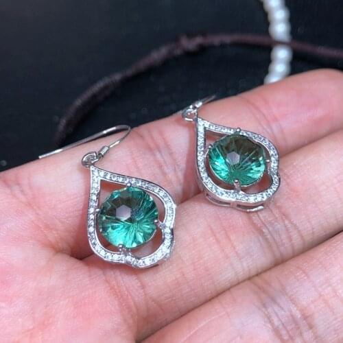 USPS Uloveido Natural Green Crystal Drop Earrings for Women, 925 Sterling Silver Fine Jewelry, Gift Box and Certificate Offered