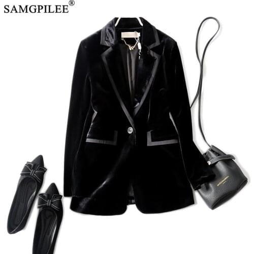Small Suit Jacket Women 2021 Spring And Autumn Slim New Black Gold Velvet French Style Plus Size Casual Blazer For Work 4XL