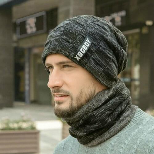 Winter Mens Hats 2021 Fashion Knitted Hat Scarf Suits Thick Beanies Soft Warm Parent-child Knitted Bonnets for Unisex