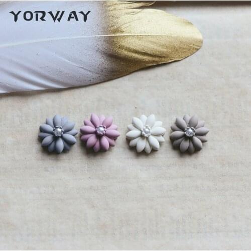 10pcs Metal Flower Hair Accessories, Painted Flower Cabochon 18mm, Bridal Supply Components, Grey Pink White Taupe (#HT-01)