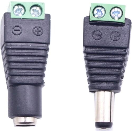 100pcs/pack 2.1x5.5mm Power DC Jack Plug Socket dc Connector Female / Male DC Plug Jack Adapter Wire Connector CCTV Connector