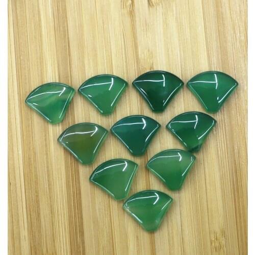 15pcs/batch Natural Stone Green Agates Fan-shaped Stone Natural Turquoises Material Flat Back Cabochon, Jewelry Making
