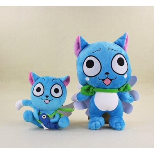18/29 cm Anime Cartoon Fairy Tail Habib Happy Blue Cat Cute Plush Toy Stuffed Doll Kids Arcade Prizes