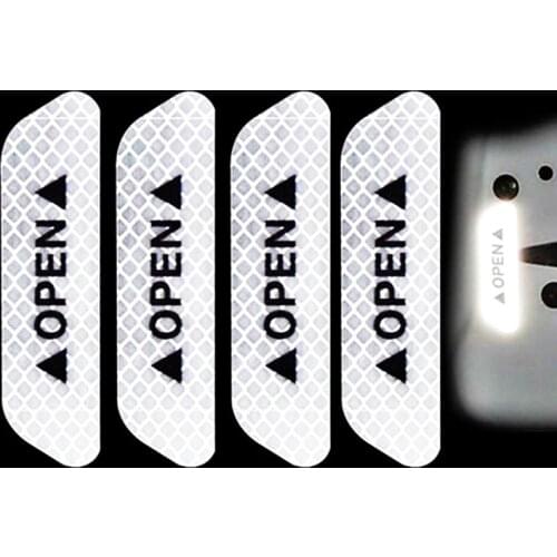 4PCS Car Accessories Car Stickers Reflective Warning Sticker Wheel Eyebrows Door Opening Sticker Diamond Wheel Reflective Strip