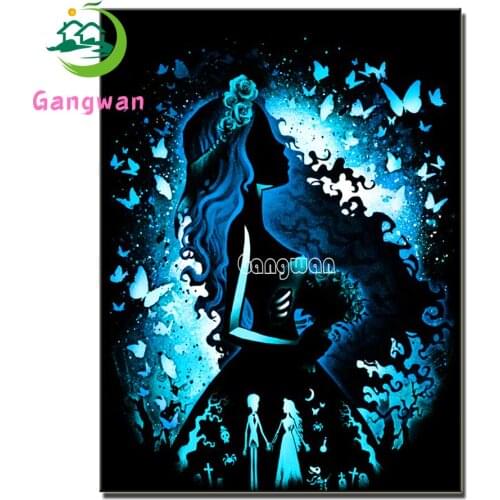 5D Diamond Painting Cartoon Pretty Girl Full Square Diamond Embroidery Undead Bride Rhinestones Art Cross Stitch Kits Halloween