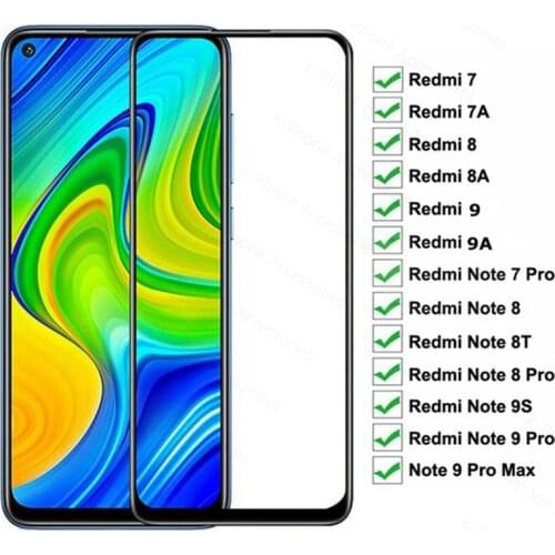 9D Protective Glass For Xiaomi Redmi Note 8T 9S 7 8 9 Pro Max 9A 8A 7A Screen Protector Case Tempered Glass On Redmy Note9s 8 t