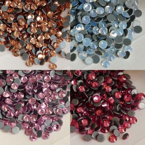 AAAAA Opal Fuchsia Rose Crystal Hot Fix Rhinestone Glass Strass Hotfix Iron On Rhinestones For Craft Fabric Garment