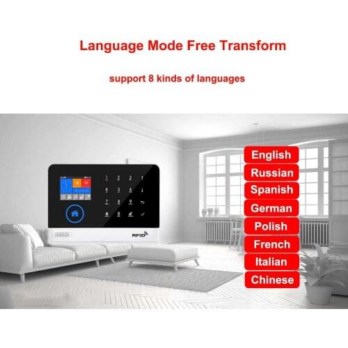 Wireless SIM GSM Home RFID Burglar Security LCD Touch Keyboard WIFI GSM Alarm System Sensor kit English, Russian, Spanish Voice