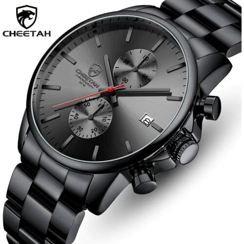 CHEETAH Men Watches Top Brand Luxury Fashion Black Business Quartz Watch Mens Chronograph Sports Wristwatch Relogio Masculino
