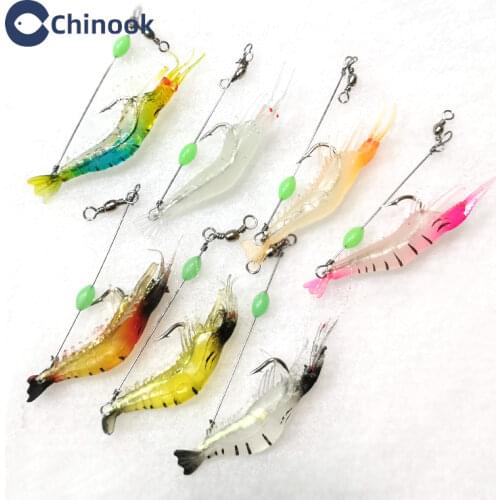 Chinook Soft Lure Fishing Artificial Bait 7.5cm 5.5g Soft Fishing Lure Luminous shrimp with hook Soft lure Fishing Tackle