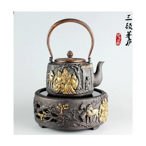 1400ml Treasure ironware Cast iron Teapot Oxidized Uncoated Kung Fu Tea Health Iron Pot Boiled Tea iron Kettle Free Shipping