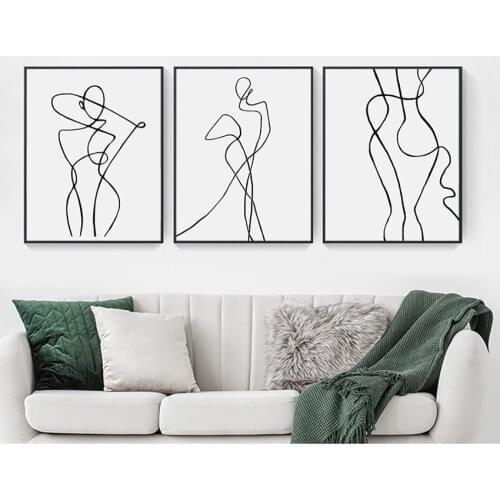 Print Decorative Picture Living Room Decoration Line Drawing Wall Art Canvas Poster Abstract Woman Simple Painting Minimalist