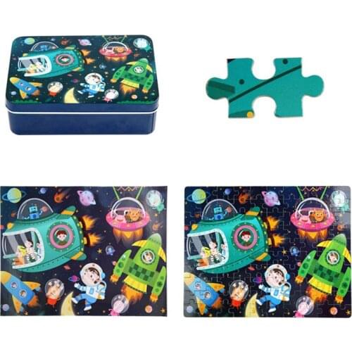 Wooden Puzzle Children Toys Educational Toys For Children Puzzle 100 pieces With Iron Box Learning Games For Kids Puzzle Games