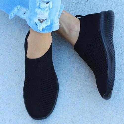 Oversize low slip-ons sock sneakers Womens sport shoes Women running shoes Womens black sports shoes knitted trainers